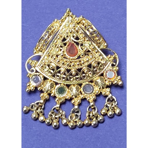 Gold Pendant with Colorful Glass - Picture 1 of 11